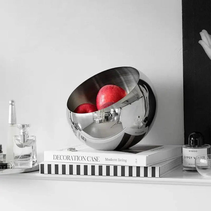 Elegant rustfritt stål fruktskål - Moderne miljøvennlig design | Luvikno