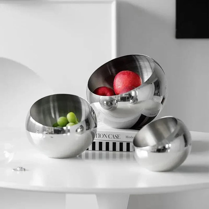 Elegant rustfritt stål fruktskål - Moderne miljøvennlig design | Luvikno