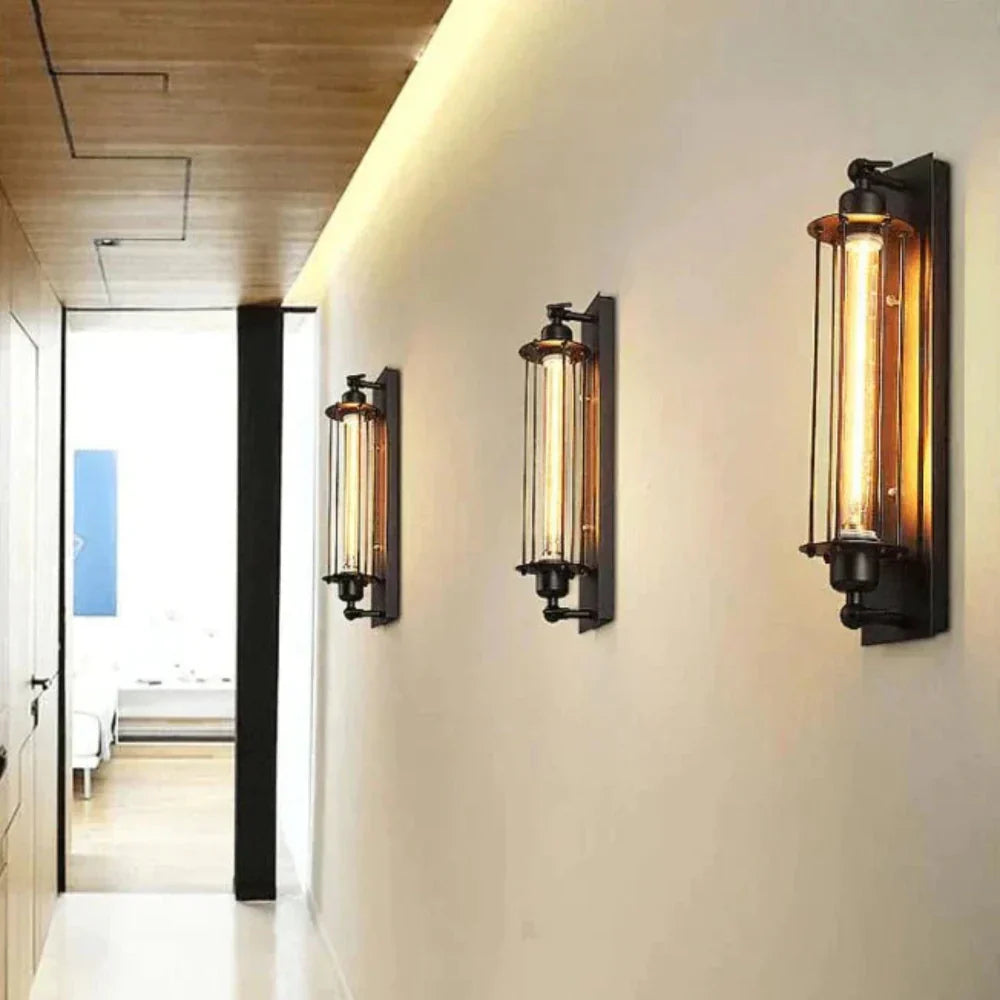 Luvikno | Vintage Veggmontert LED Lys – Tidøstedesign med Elegant Matt Svart Finish