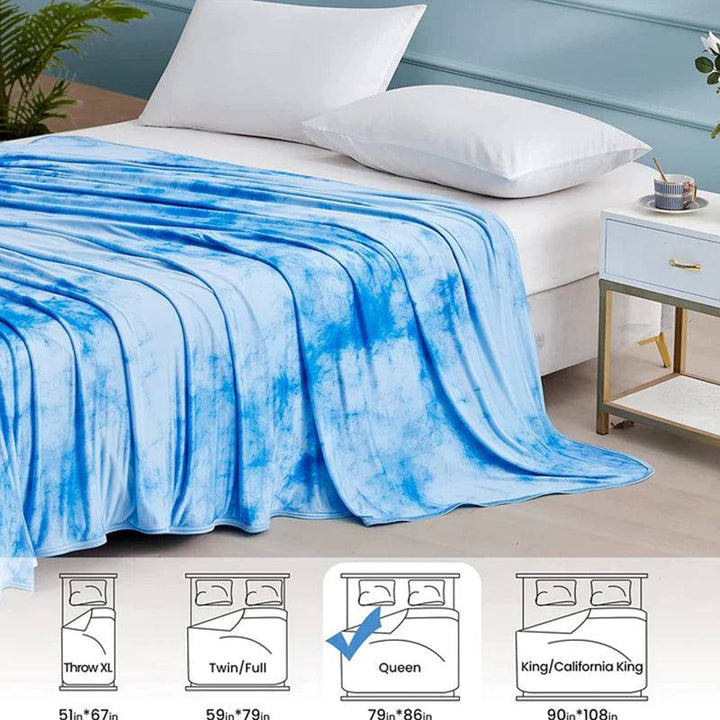 Tie-Dye Kjøleteppe – Q-Max > 0.5, Dobbeltsidig & Stilfull Farge Blå | Luvikno
