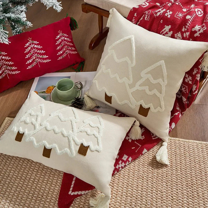 Brodert julestrømpepude i bomullscanvas | Luvikno