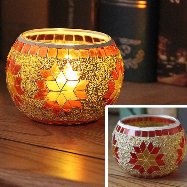 Europeisk mosaikk lysholder vegg lysestake ornament matching t-ljus | Luvikno