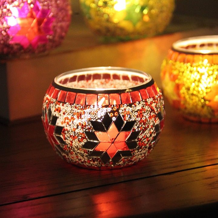 Europeisk mosaikk lysholder vegg lysestake ornament matching t-ljus | Luvikno