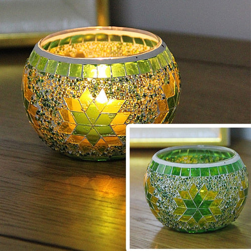 Europeisk mosaikk lysholder vegg lysestake ornament matching t-ljus | Luvikno