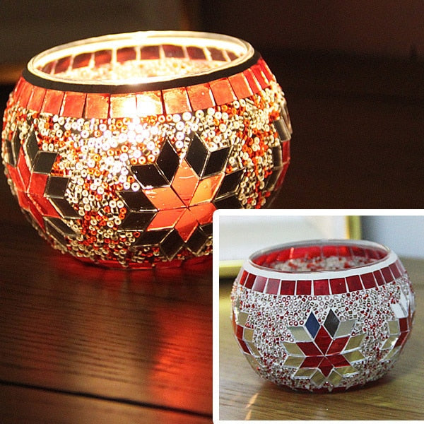 Europeisk mosaikk lysholder vegg lysestake ornament matching t-ljus | Luvikno