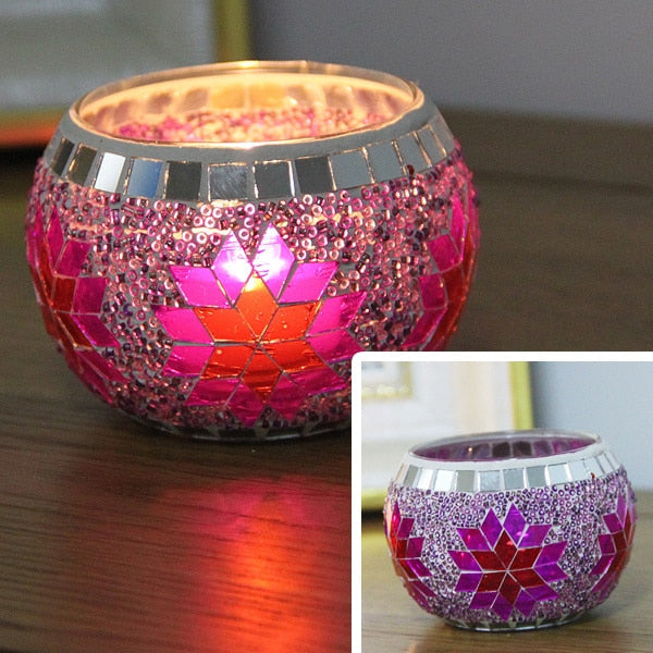 Europeisk mosaikk lysholder vegg lysestake ornament matching t-ljus | Luvikno