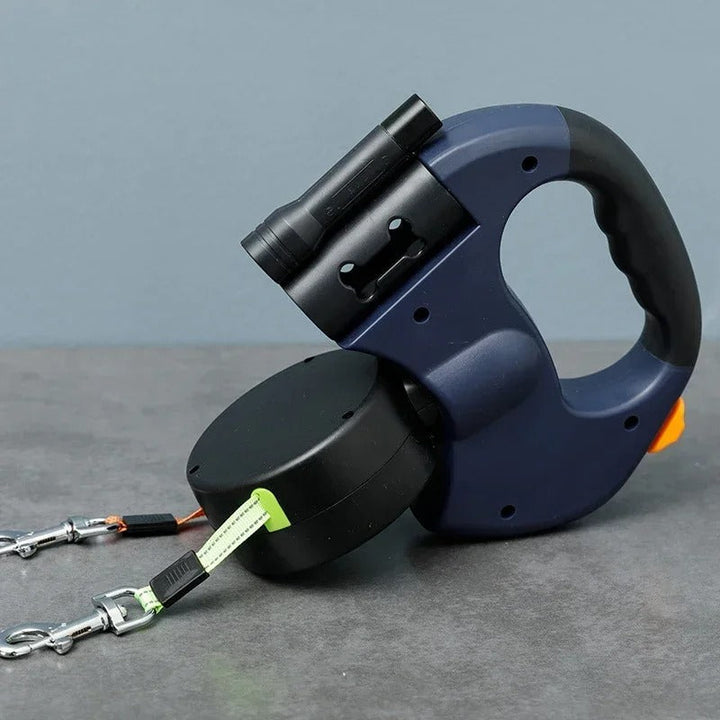 Bordeaux Duo – Dobbel hundesnor med LED og lommekoppholder Luvikno