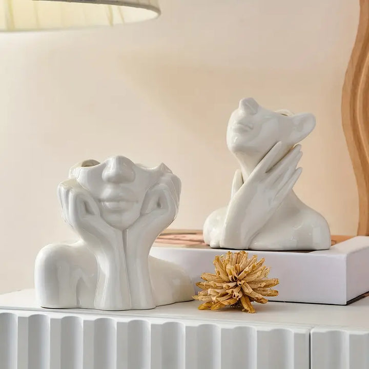 "Unik og Moderne Keramikkvase, Dekorativ Blomsterkruvase for Stue og Kontor" | Luvikno