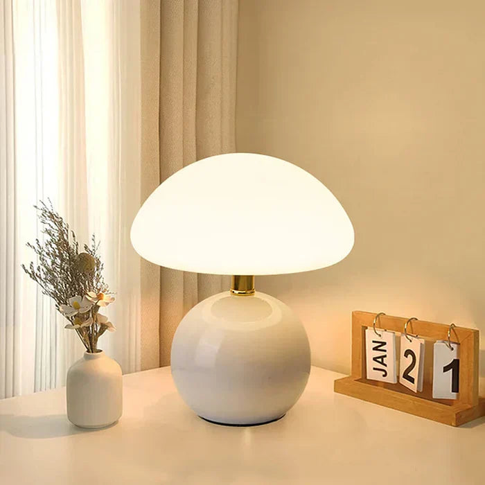 Luvikno | Krem Sopp Lampe - Fransk Vintage Lampe