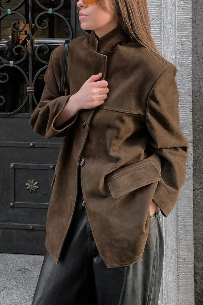 Luvik | Nubuck Skinn Behandlet Lang Jakke