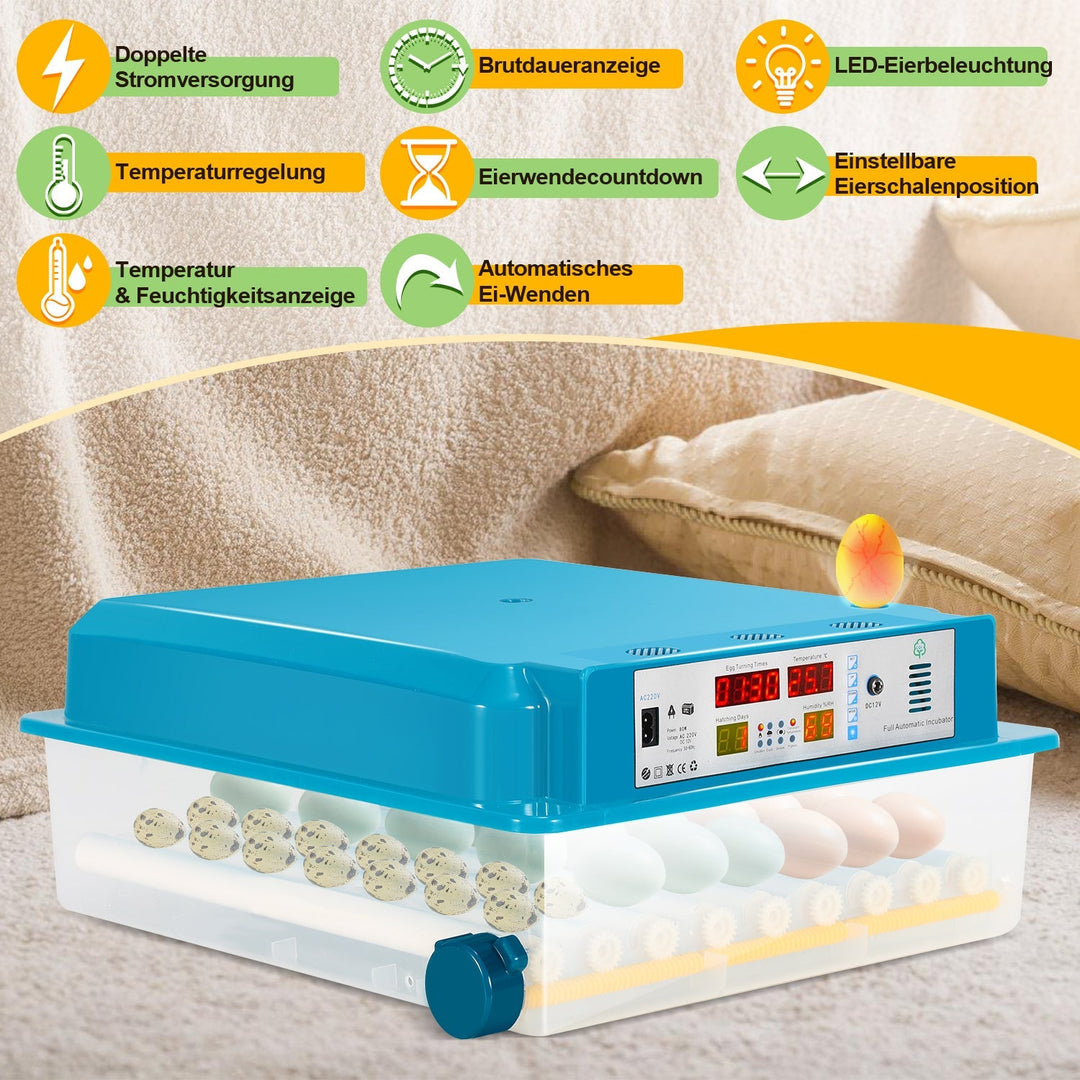 Brutautomat Helautomatiske Inkubator for Kyllinger 64 Egg | Luvikno