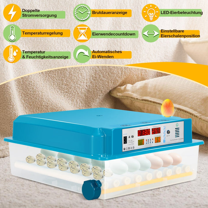 Brutautomat Helautomatiske Inkubator for Kyllinger 64 Egg | Luvikno