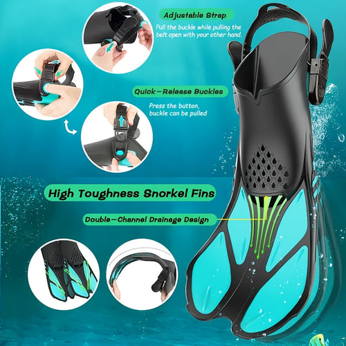 Luvikno | Snorkel finner SeaVana Glide | Justerbare & Korte | Åpen Hæl | For Reise & Fritid | Unisex