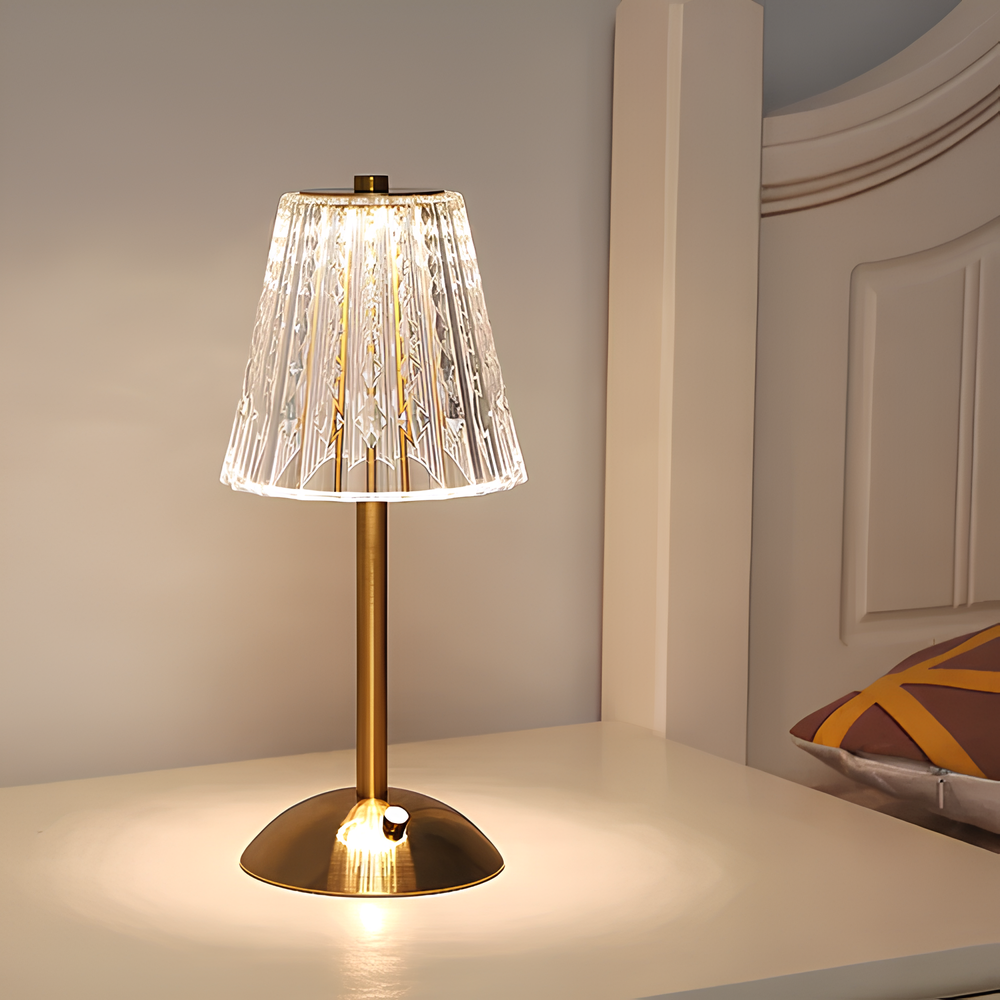 Golden Crystal Table Lamp - Aurora Luxe | Luvikno