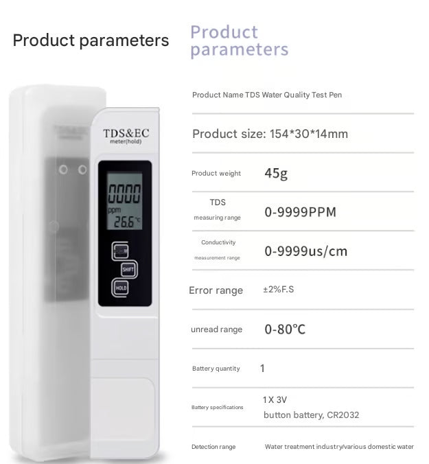 TDS Meter 3-i-1 Digital Vannkvalitet Tester | Luvikno