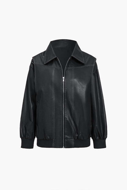 Luvik | Yhdistevä Värit Kaulus Vetoketju Takki