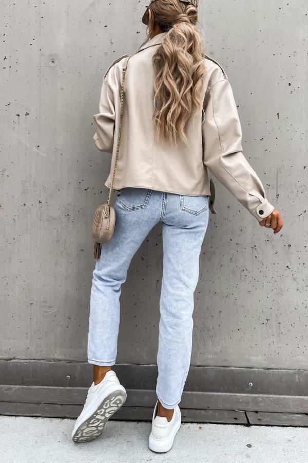 Luvik | Nahkareversi Taskut Brittiläinen Tyyli Lyhyt Takki