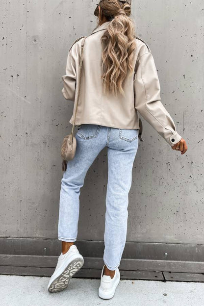 Luvik | Nahkareversi Taskut Brittiläinen Tyyli Lyhyt Takki