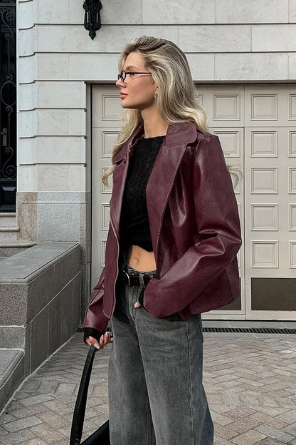 Luvik | Punainen PU-nahkatakki