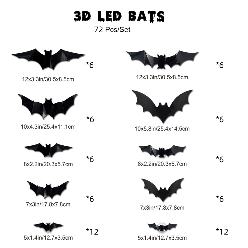 Luvikno | 3D Flaggermus LED Veggdekor — Gjør hjemmet ditt til den skumleste Halloween-scenen med livaktige flygende illusjoner!