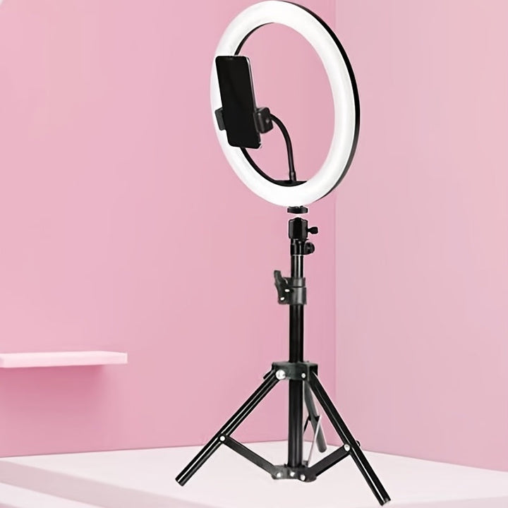 Luvikno | 10-inch LED ring light with adjustable tripod and phone holder - Ideal for makeup, photography, and vlogging