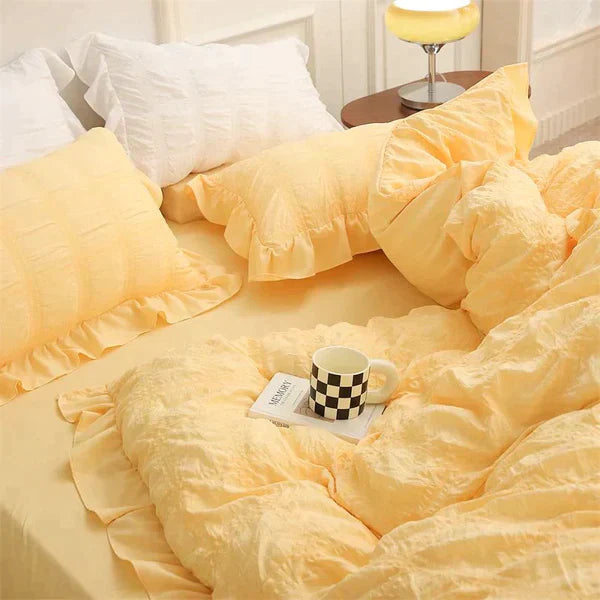 Icy Seersucker Sommer Kjøl Quilt Blonde 4-delt Sett | Luvikno