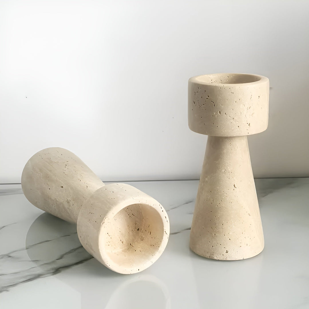 Marmor lysestake laget av naturstein – Elegant & Dekorativ | Polert for bord, bryllup og stue | Luvikno