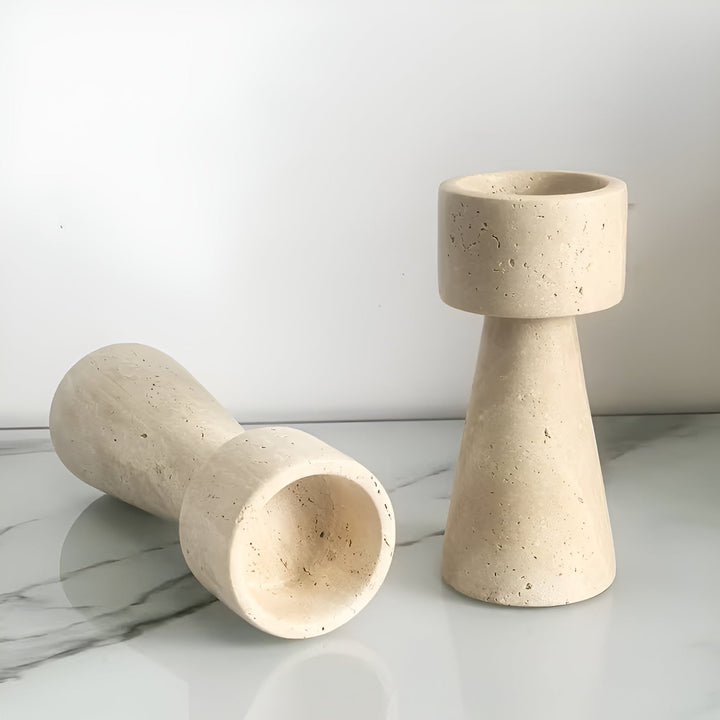 Marmor lysestake laget av naturstein – Elegant & Dekorativ | Polert for bord, bryllup og stue | Luvikno