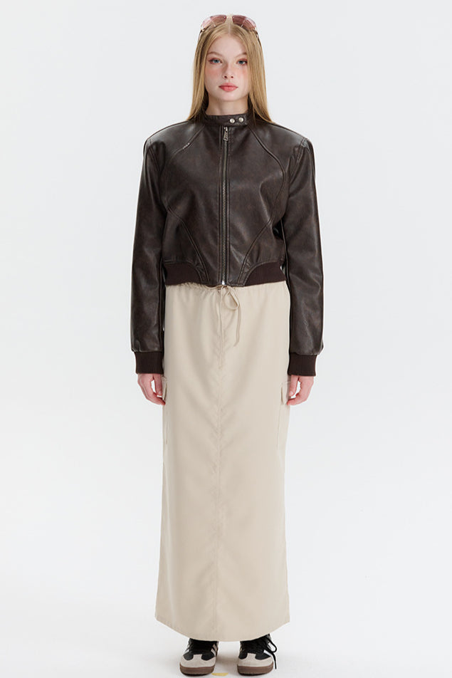 Luvik | Nahkavetoketjup bomber-takki