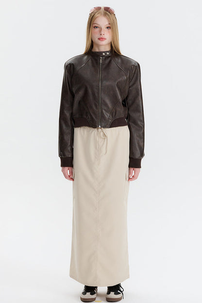 Luvik | Nahkavetoketjup bomber-takki