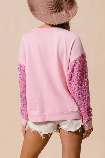 Luvik | Joulupukki Rentoa Avoin Pyöreä Kaula Vaaleanpunainen Hiha Collegepaita