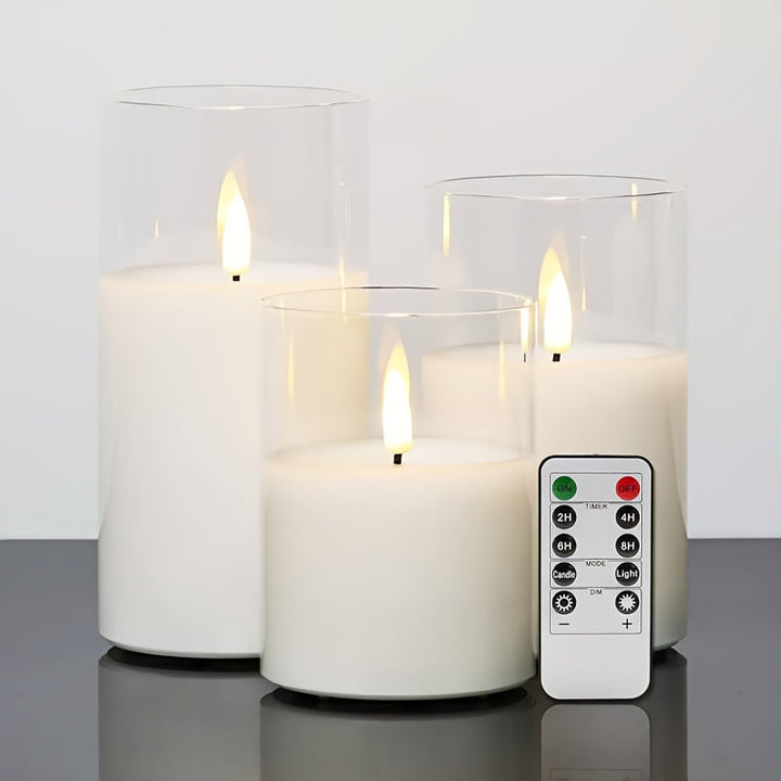 GlowLights – Sett med 3 LED-lys med fjernkontroll Luvikno