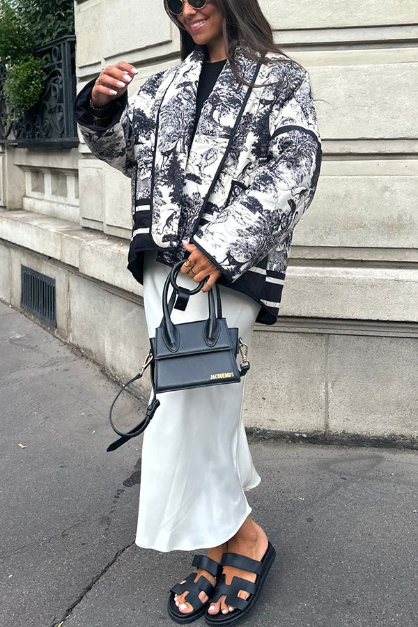 Luvik | Songs Posliinitiiviste Painettu Kassi Pehmustettu Puuvilla Kimono Takki