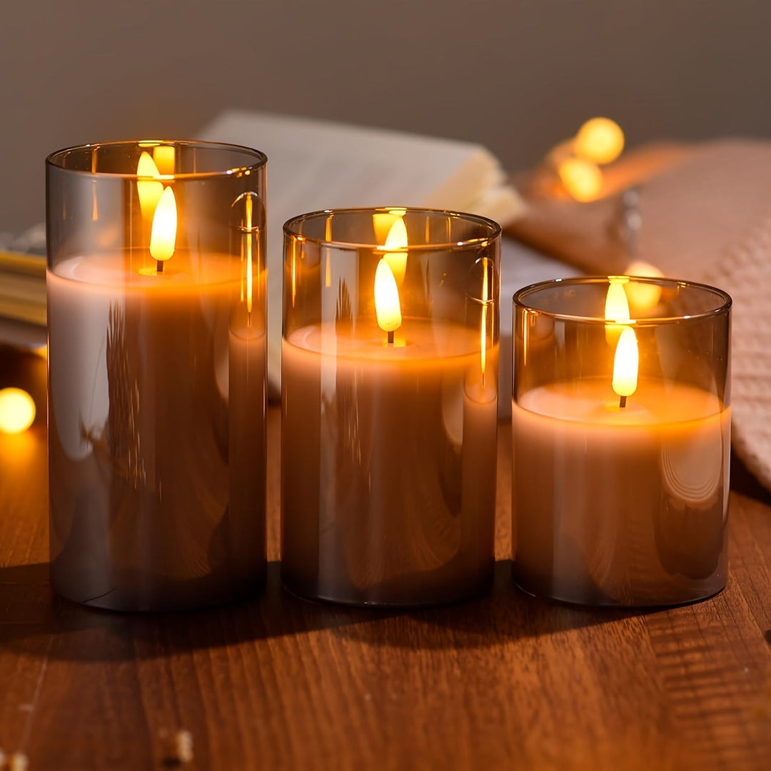 FlameFree LED Stearinlys Sett – Stilfull Ambient Belysning for Innendørs og Utendørs Luvikno