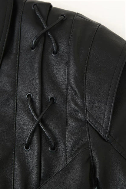 Luvik | Vyötäröltä kiristettävä PU-nahkatakki