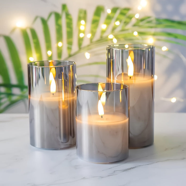 FlameFree LED Stearinlys Sett – Stilfull Ambient Belysning for Innendørs og Utendørs Luvikno