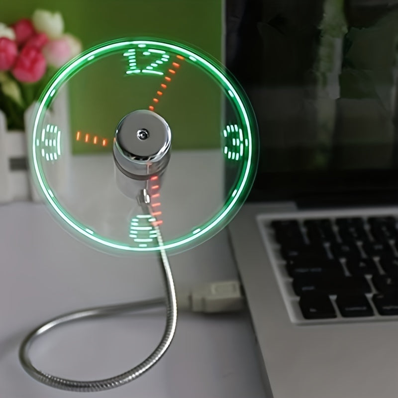USB skrivebordsvifte med LED klokkevisning | Luvikno