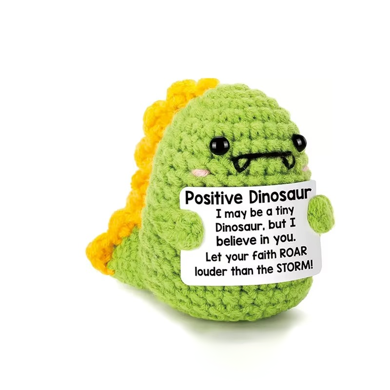 Charming Handmade Crocheted Hedgehog Doll with Positive Affirmation Card Luvikno