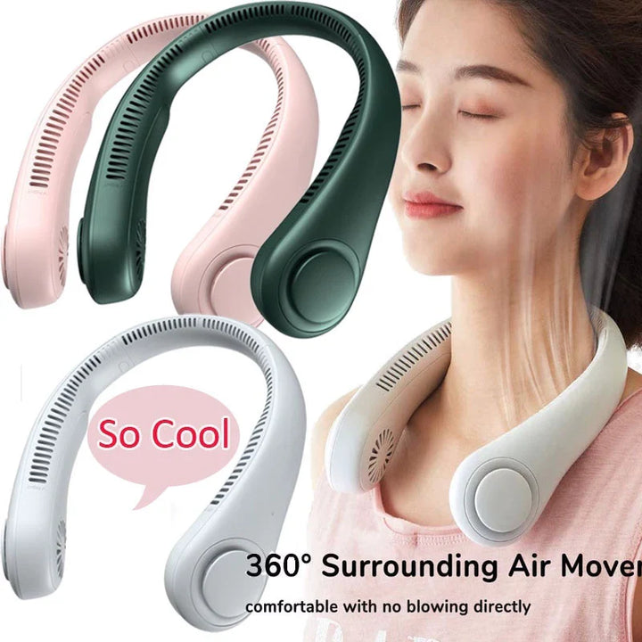 Bladeless Neck- Fan, 360° Kjøle- Halsvifte 3 Hastigheter Hengende Hals- Vifte, Luvikno