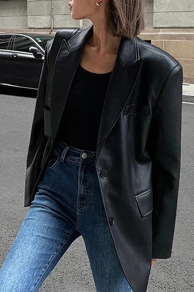Luvik | PU-lær Blazer-jakke