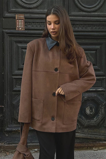 Luvik | Suede Kauluskontrastitakki