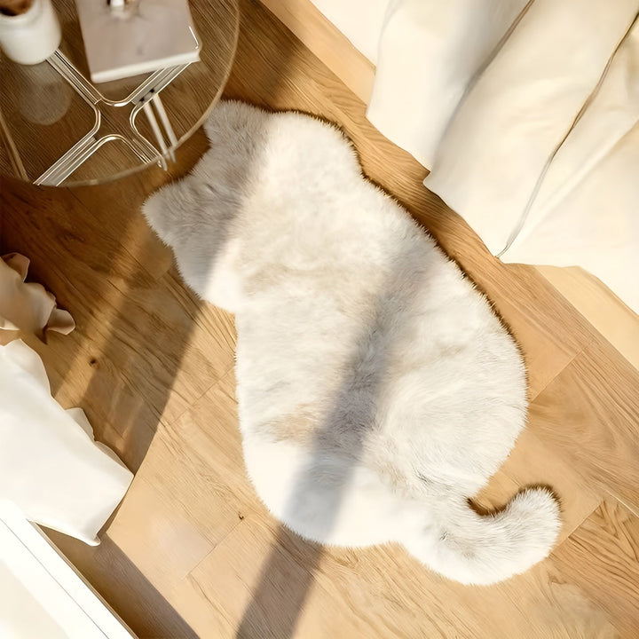 Mindre teppe i katteform – Mykt og koselig | Perfekt for sofa, hylle eller kommode | Luvikno