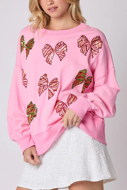 Luvik | Joulukaari Paljetit Rentou Freizeit Pitkähiha T-paita