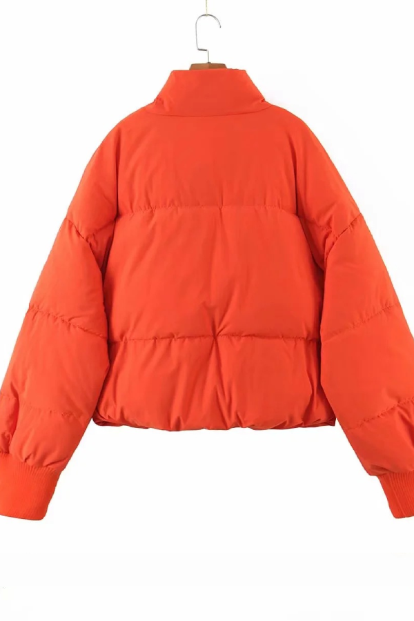 Luvik | Kauluksessa Vetoketju Tasku Paksu Lämmin Puuvillatakki