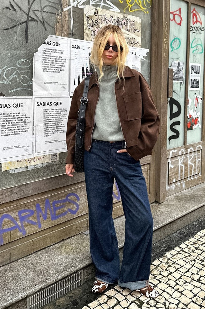 Luvik | Nappanahkaa Ylisuuria Vintage-takki