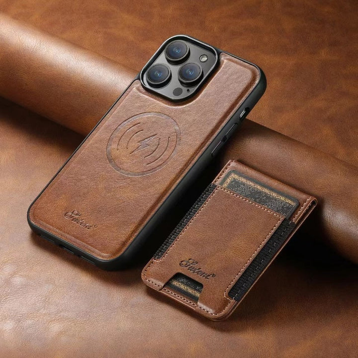 LuxCase Lær Mobildeksel med Kortholder og Stander – Kompatibel med iPhone | Luvikno