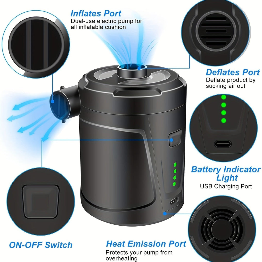 Luvikno | Oppladbar trådløs mini elektrisk luftpumpe - Lett USB-pumpe for utendørs bruk, pumper opp luftmadrasser og mer