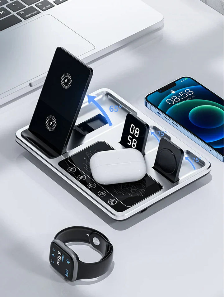 Luvikno | EasyCharge - 4-i-1 Trådløs Laderstasjon for iPhone, Apple Watch og AirPods - Rask og Effektiv Lader