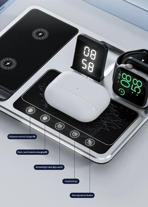 Luvikno | EasyCharge - 4-i-1 Trådløs Laderstasjon for iPhone, Apple Watch og AirPods - Rask og Effektiv Lader