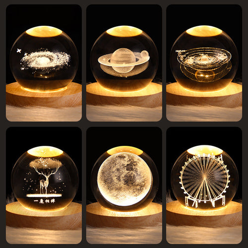 3D Galaxy Crystal Ball LED Nattlys | Luvikno